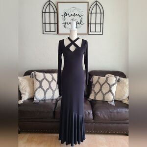 Julian Chang Elegant‎ Black Long Sleeve Maxi Dress Size S Classic Date Night